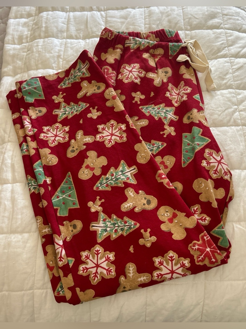 Burt's Bees Red Gingerbread & Tree Holiday Pajama Bottoms